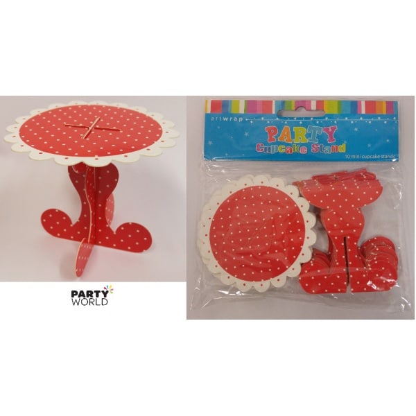 Red With White Polka Dots Mini Cupcake Stands (10)