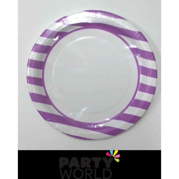 Stripe Paper Plates 9in - Pretty Purple (8)