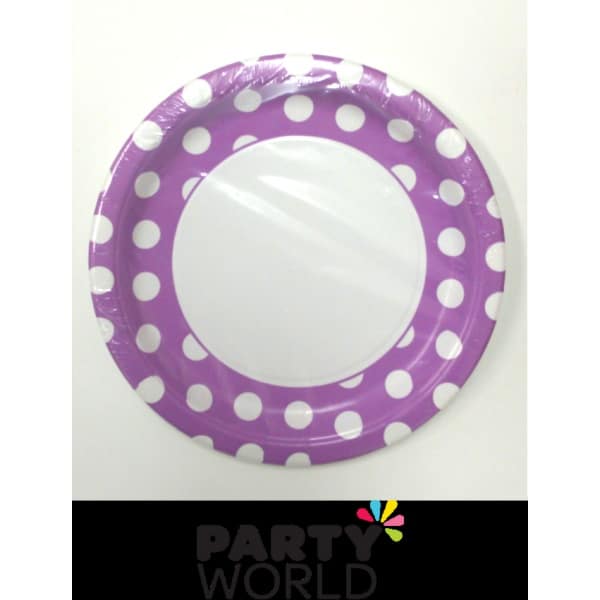 Polka Dot Paper Plates 9in - Pretty Purple (8)