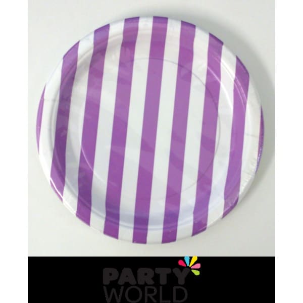 Stripe Paper Plates 7in - Pretty Purple (8)