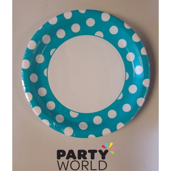 Stripe Paper Plates 9in - Caribbean Teal (8)