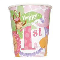Pink Safari 1st Birthday Paper Cups (8)