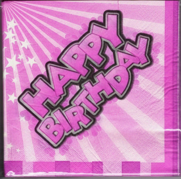 Happy Birthday Napkins Pink (20)