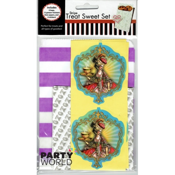 Stripe Treat Sweet Set - Purple 6 paper bags and 6 stickers