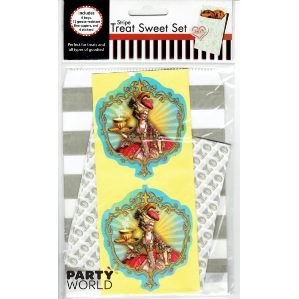 Stripe Treat Sweet Set - Silver   6 paper bags and 6 stickers