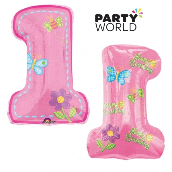 1st Birthday Girl Large Foil Number (Approx. 86cm)