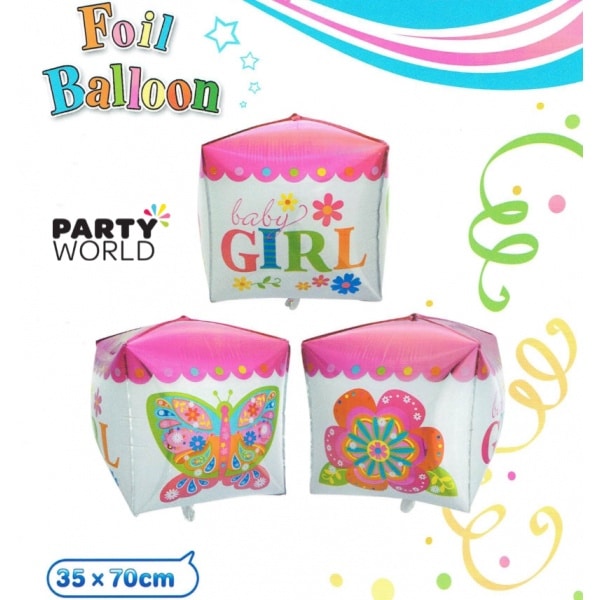 Baby Girl Giant Cube Foil Balloon