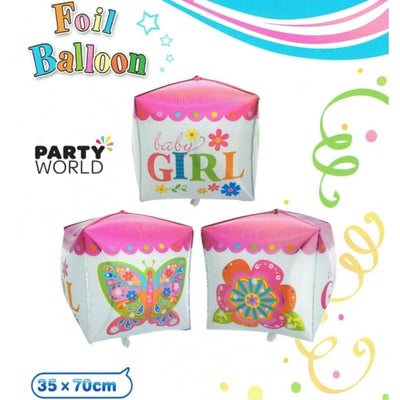 Baby Girl Giant Cube Foil Balloon