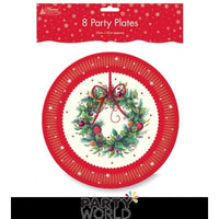 Red Wreath Paper Plates (8)