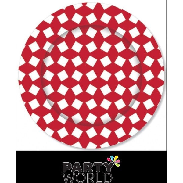 Party Paper Plates Random Check - Red (8)
