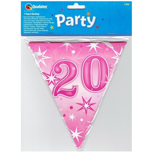 20th Pink Paper Bunting Banner