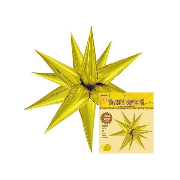 Gold Starburst Foil Balloon Set 100cm