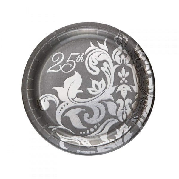 Silver Anniversary 7inch Paper Plates (18)