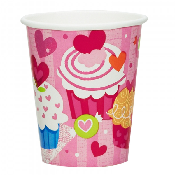 Hearts Cups (8) Valentine's day written in pink
