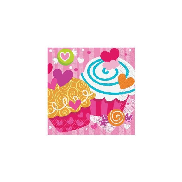 Cupcakes & Hearts Beverage Napkins (16pk)