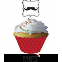 Mustache Cupcake Wrappers with Toppers (12)