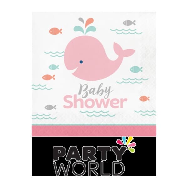 Lil Spout Whale Baby Shower Luncheon Napkin - Pink (16)