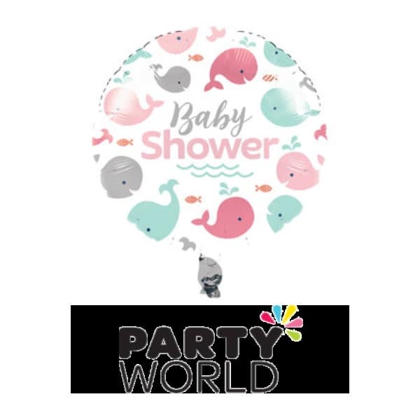 Pink Whale Baby Shower Foil Balloon 45cm