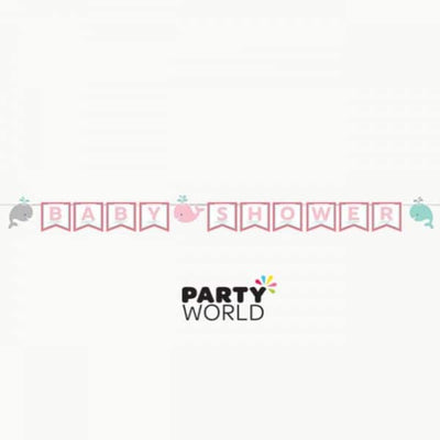 Lil Spout Whale Baby Shower Banner Pink