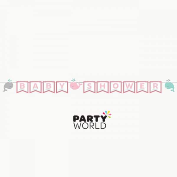 Lil Spout Whale Baby Shower Banner Pink