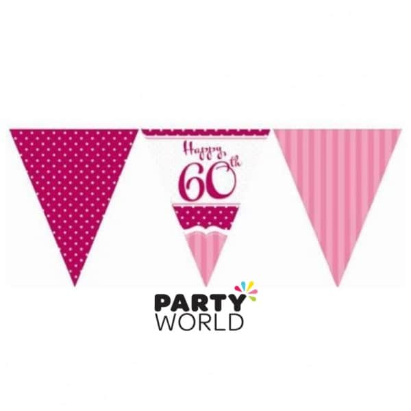 Pink 60th Birthday Paper Bunting (3.7m)