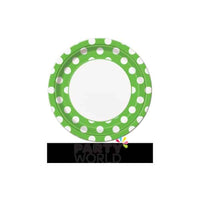 Polka Dot Paper Plates 9" Lime Green (8)
