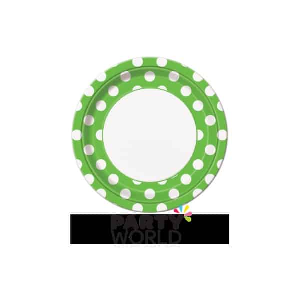 Polka Dot Paper Plates 9" Lime Green (8)
