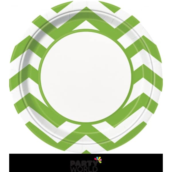 Chevron Paper Plates 9in - Lime Green (8)