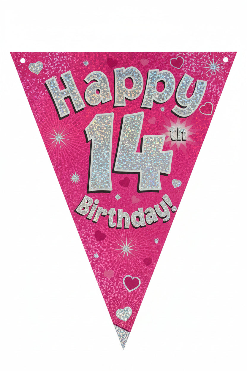 Happy 14th Pink Birthday Bunting