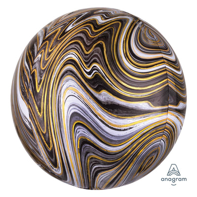 Balloon Orbz 16" Black Gold Marble image 0