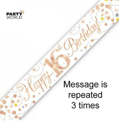 18th Birthday Rose Gold Prismatic Banner 2.7m