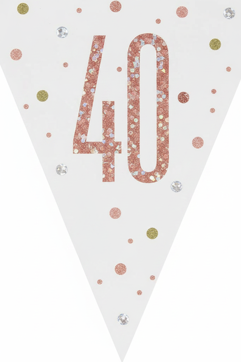 40th Birthday Prismatic Rose Gold Flag Banner 2.74m