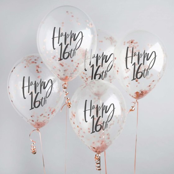 Happy 16th Milestone Confetti Balloons 5pk