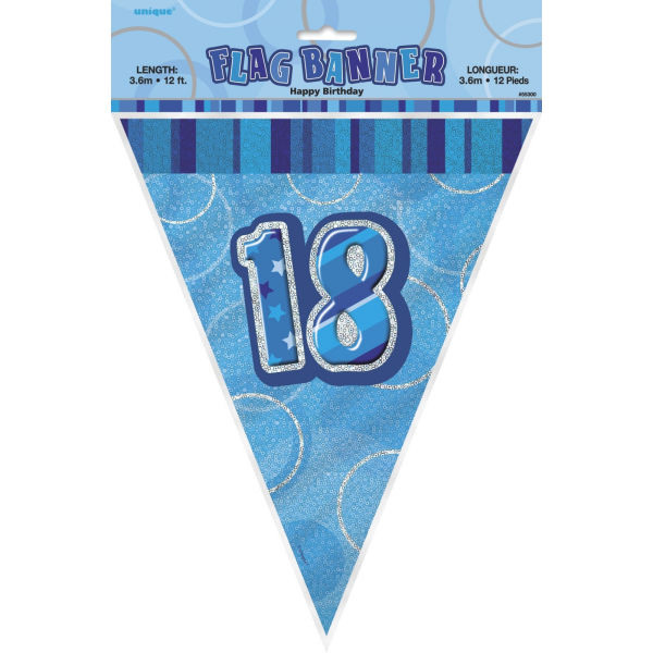 Birthday 18th Bunting Blue/Silver