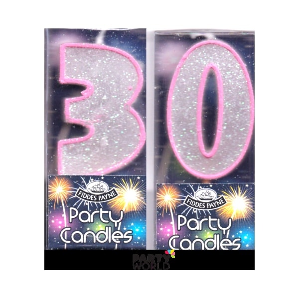 30th Glittering Birthday Candles - Pink