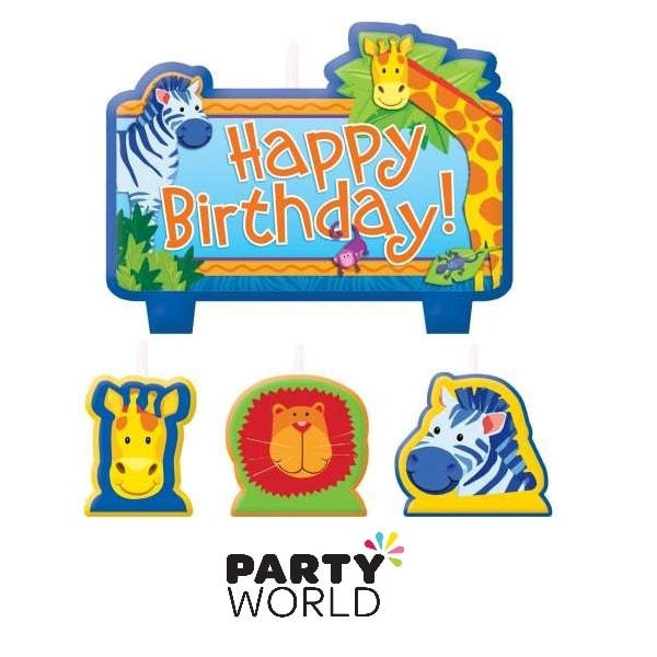 Jungle Animals Candle Set Happy Birthday
