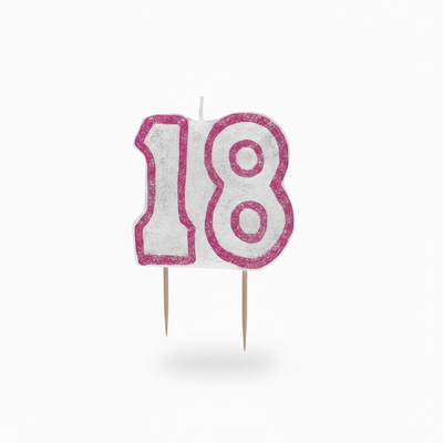Glitz Birthday 18th Candle Pink/Silver
