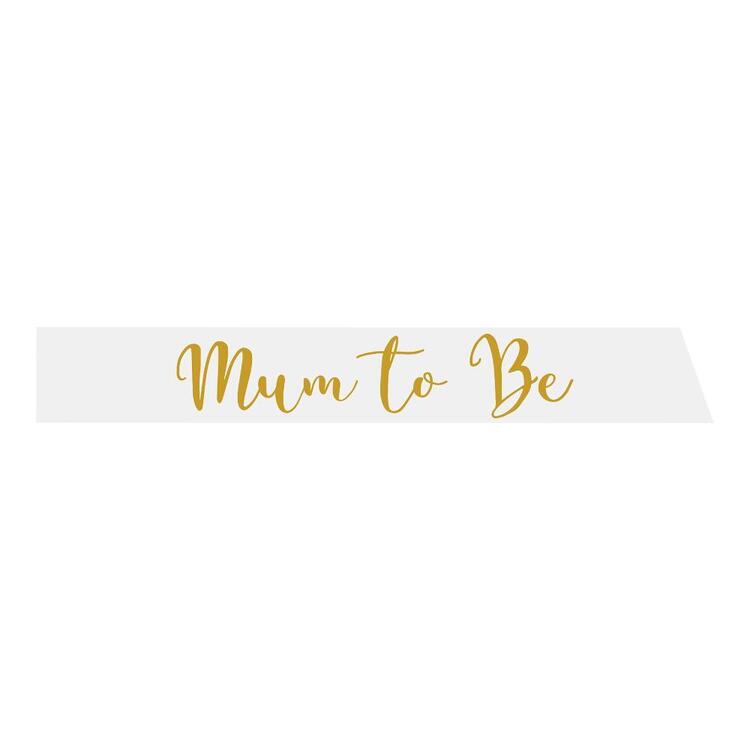 Mum to Be Sash - White &amp; Gold image 0