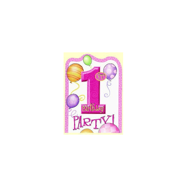 7 inch First Birthday Pink Paper Plates (8pk)