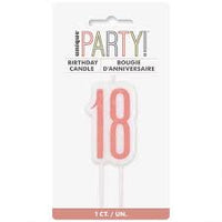 18th Birthday Cake Candle - Rose Gold