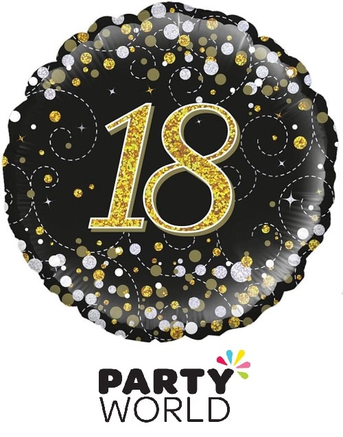 21st Birthday Gold & Black Sparkling Fizz Foil Balloon 45cm