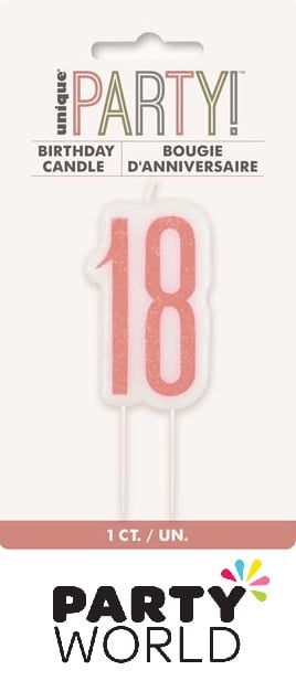 18th Birthday Cake Candle - Rose Gold