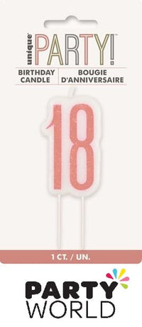 18th Birthday Cake Candle - Rose Gold