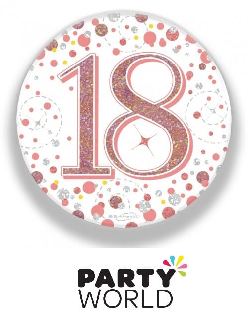 16th Birthday Rose Gold Holographic Badge