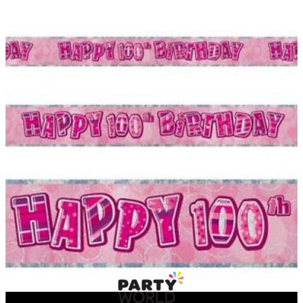 Birthday 100th Banner Pink