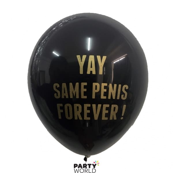 Yay Same Penis Forever Latex Balloons Black & Gold (8)