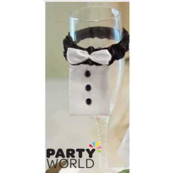 Tuxedo Flute Glass Decoration