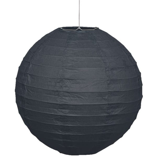 24cm Paper Lanterns - Black (3pcs)