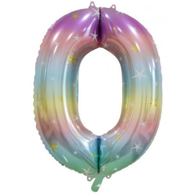 Foil Balloon Number Rainbow "0" image 0