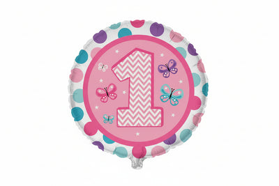 Pink 1st Birthday Foil Balloon